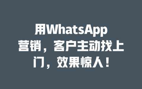 用WhatsApp营销，客户主动找上门，效果惊人！ 一