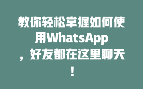 教你轻松掌握如何使用WhatsApp，好友都在这里聊天！ 一