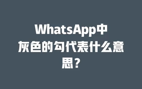 WhatsApp中灰色的勾代表什么意思？ 一